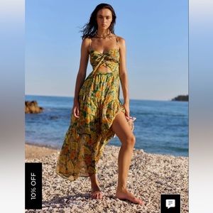 ASTR BRANDY FLORAL CINCHED FRONT CUTOUT MAXI DRESS L